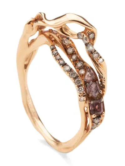 Bibi Van Der Velden 18kt Rose Gold Exhale Violet Diamond Ring In Pink