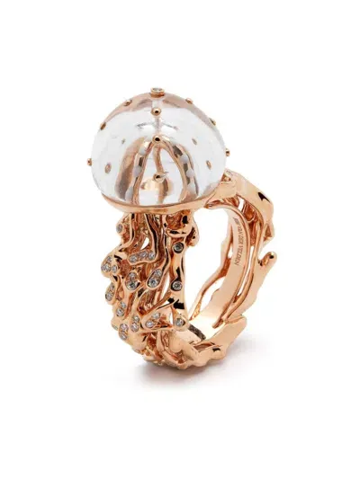 Bibi Van Der Velden 18kt Rose Gold Jellyfish Diamond Ring In Pink