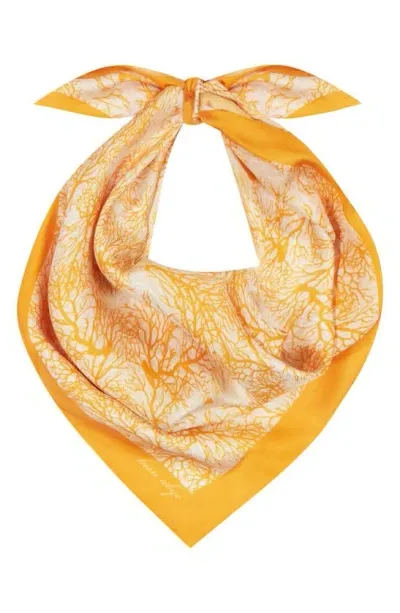 Bien Abye Coral Reef Silk Scarf In Orange