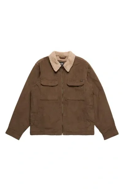 Billabong Barlow Fleece Collar Corduroy Jacket In Earth