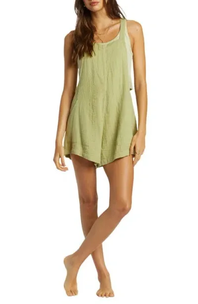 Billabong Beach Crush Cotton Gauze Cover-up Romper In Avocado