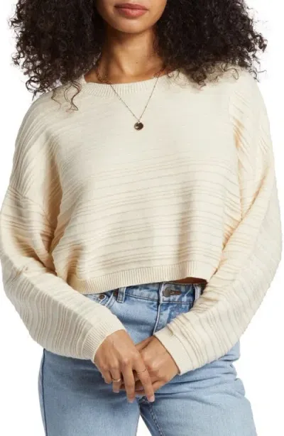 Billabong Chasing Light Crewneck Crop Sweater In White Cap