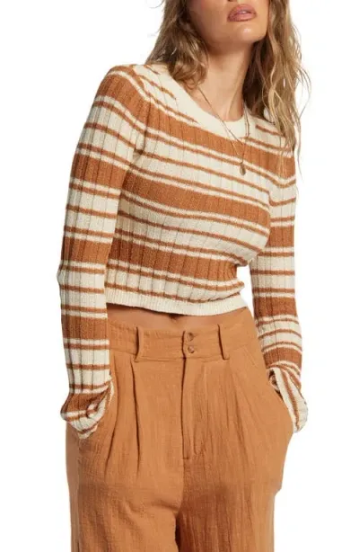 Billabong Clare Stripe Rib Sweater In Sandalwood