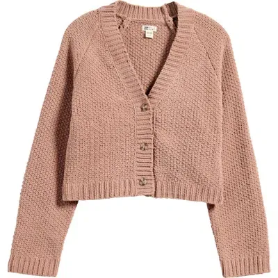 Billabong Lennon Basket Weave Cardigan In Pink