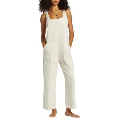 Billabong Pacific Time Cotton Gauze Jumpsuit In White Cap