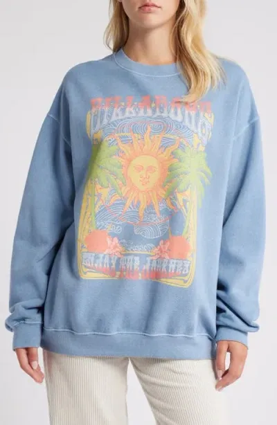 Billabong Ride In Cotton Blend Graphic Sweatshirt In Blue Shadow