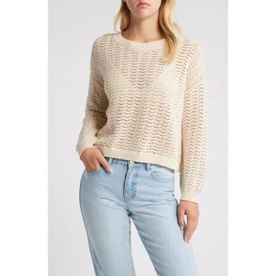 Billabong Sunlit Open Stitch Sweater In White Cap