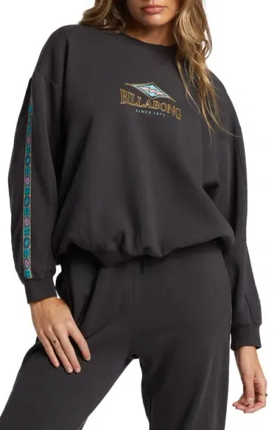 Billabong Swipe Right Kendal Cotton Blend Sweatshirt In Black Sands