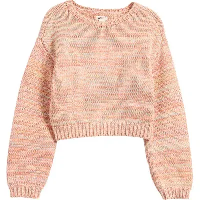 Billabong Vivid Sun Marled Cotton Crewneck Sweater In Orange Multi