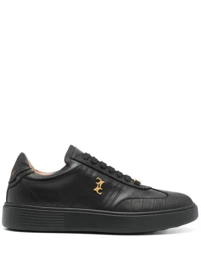 Billionaire Croc-effect Panel Sneakers In Black