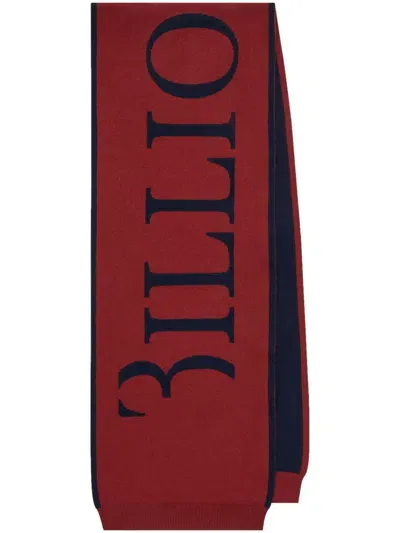 Billionaire Intarsia-knit Logo Scarf In 红色