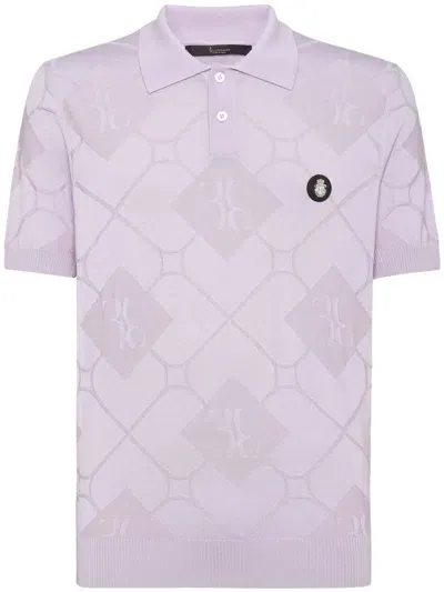 Billionaire Intarsia-knit Polo Shirt In Purple