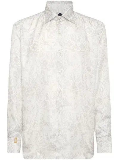 Billionaire Monogram Silk Shirt In White