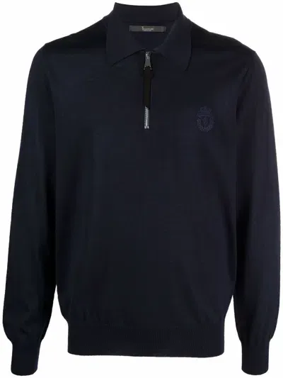 Billionaire Pullover Polo Zip Jumper In Blau