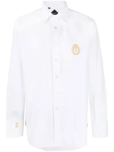 Billionaire Silver Cut Logo-print Shirt In White