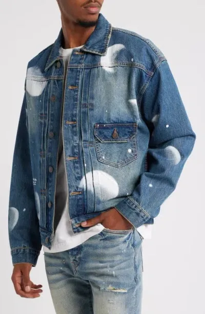 Billionaire Boys Club Galactica Oversize Painted Denim Trucker Jacket In Aries