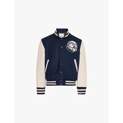 Billionaire Boys Club Mens Navy Arch Logo-embroidered Varsity Jacket In Blue