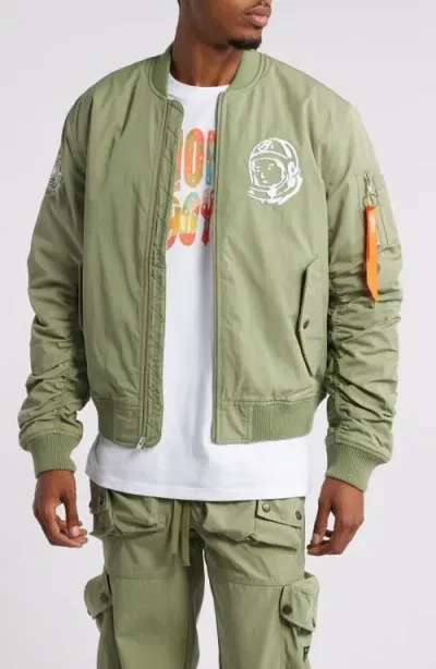 Billionaire Boys Club Thero Embroidered Twill Bomber Jacket In Oil Green