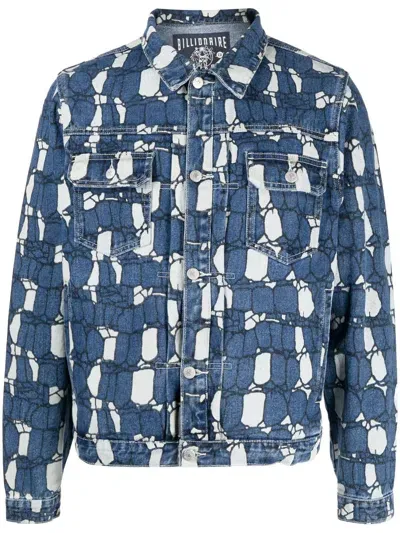 Billionaire Boys Club Mens Blue Gator Graphic-print Denim Jacket