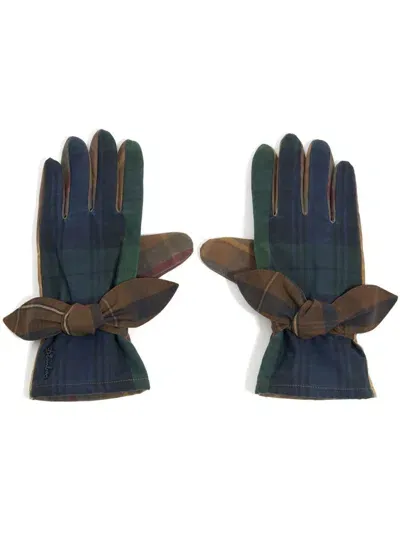 Bimba Y Lola Checked Cotton Gloves In Blue