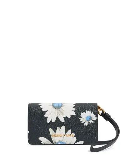 Bimba Y Lola Daisy-print Leather Wallet In Grey