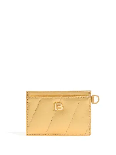 Bimba Y Lola Gold Leather Card Holder In 金色