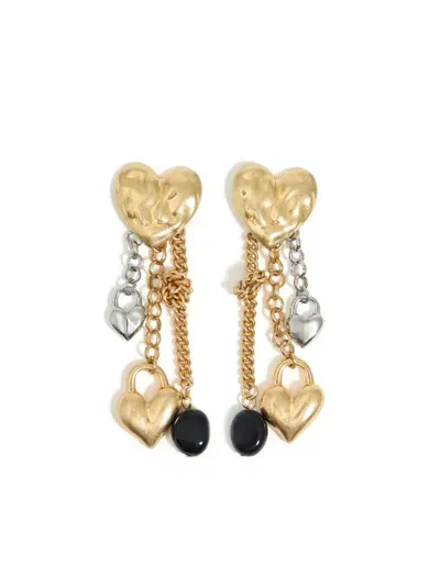 Bimba Y Lola Heart Pendants Earrings In Gold