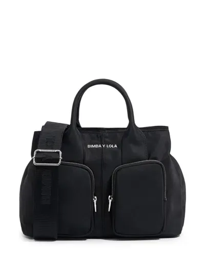 Bimba Y Lola Large Zip-pocket Tote Bag In Black