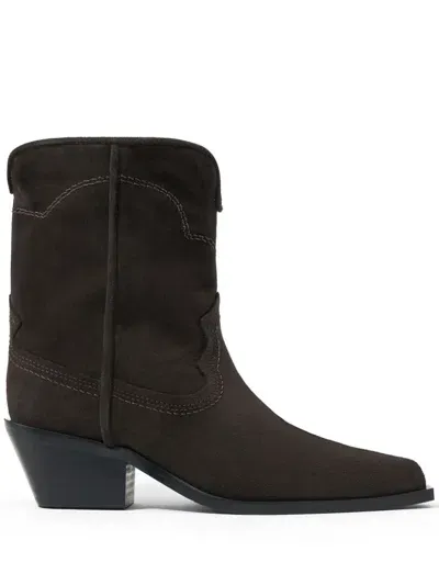 Bimba Y Lola Leather Cowboy Boots In Brown