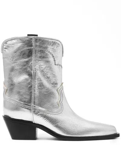 Bimba Y Lola Metallic Cowboy Boots In Silver