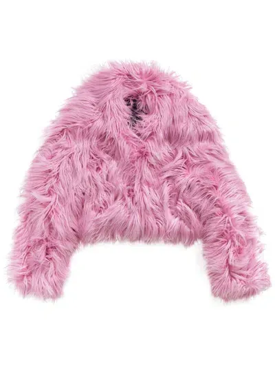 Bimba Y Lola Oversize Faux Fur Jacket In Pink