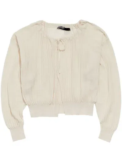 Bimba Y Lola Pleated Long-sleeve Cardigan In Nude