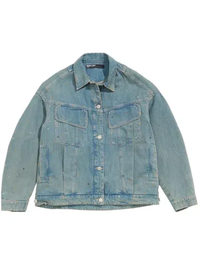 Bimba Y Lola Rhinestone-embellished Denim Jacket In Blue