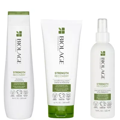 Biolage Professional Strength Recovery Vegan Cleansing Shampoo, Conditioner And Leave-in Spray Routine For D