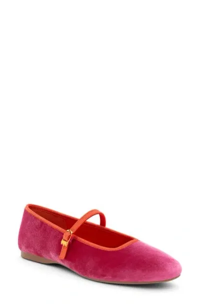 Birdies Hummingbird Mary Jane Flat In Hot Pink Velvet