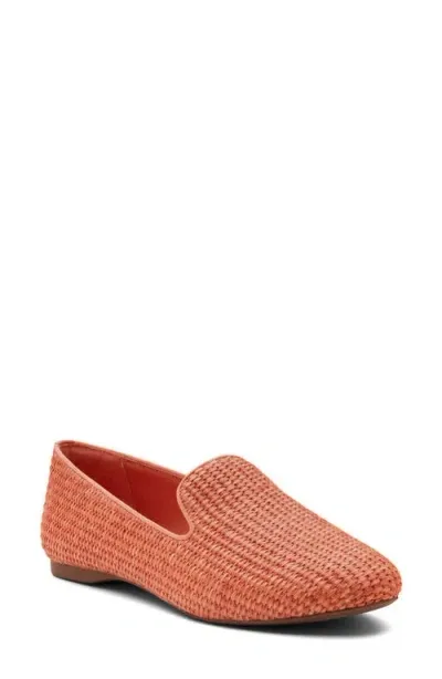 Birdies Starling Raffia Flat In Coral Raffia