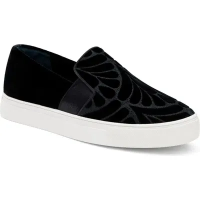 Birdies Swift Embroidered Slip-on Sneaker In Black Velvet