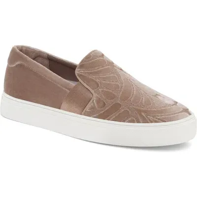 Birdies Swift Embroidered Slip-on Sneaker In Taupe Velvet