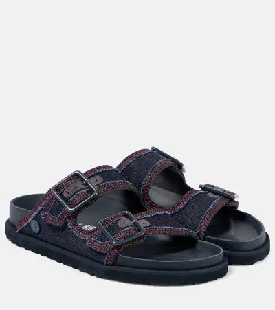 Birkenstock 1774 5mm Arizona Stonewashed Denim Sandals In Dark Wash Denim