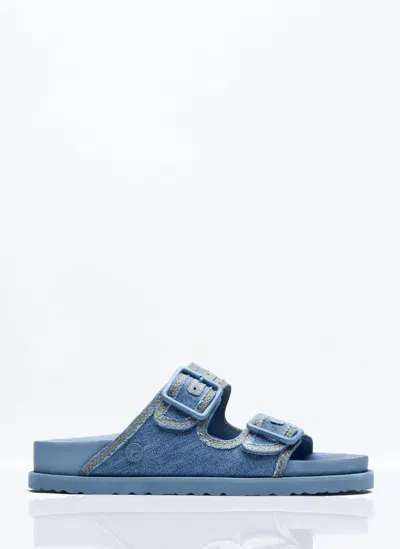 Birkenstock 1774 Arizona Stone Washed Denim Sandals In Blue