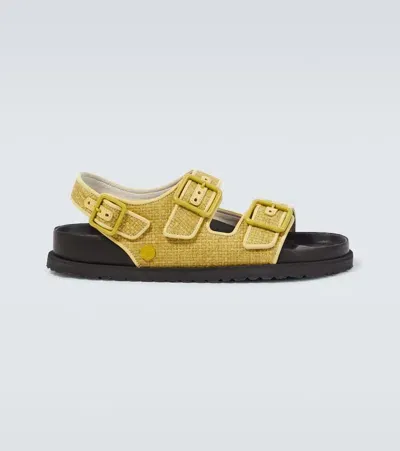 Birkenstock 1774 Milano Raffia Sandals In Yellow