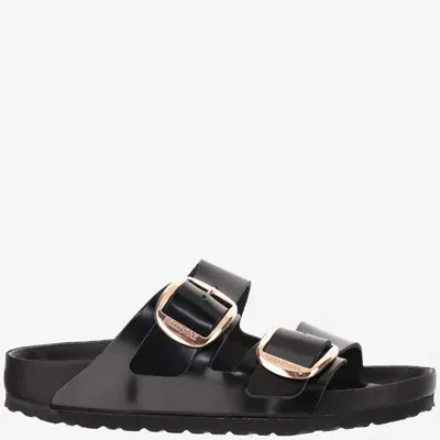 Birkenstock Arizona Big Buckle Leather Sandals In Black