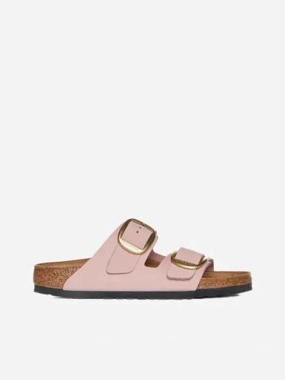 Birkenstock Arizona Big Buckle Nubuck Sandals In Soft Pink