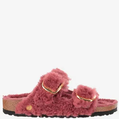 Birkenstock Arizona Big Buckle Shearling Teddy Sandals In Pink