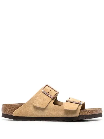 Birkenstock Arizona Buckled Suede Sandals In Neutrals