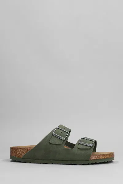 Birkenstock Arizona Suede Sandals In Green