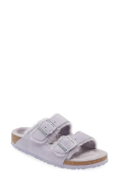 Birkenstock Arizona Genuine Shearling Lined Slide Sandal In Purple