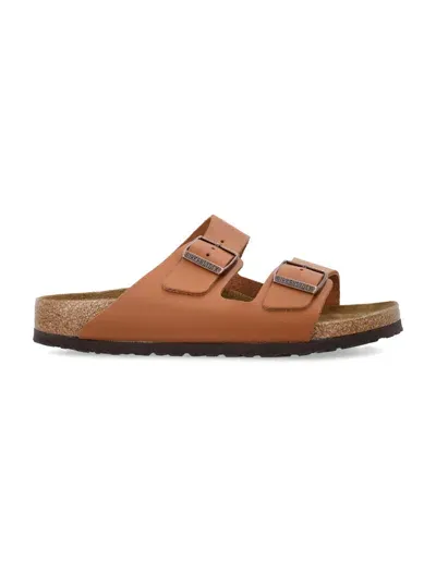 Birkenstock Arizona Leather Slides In Brown