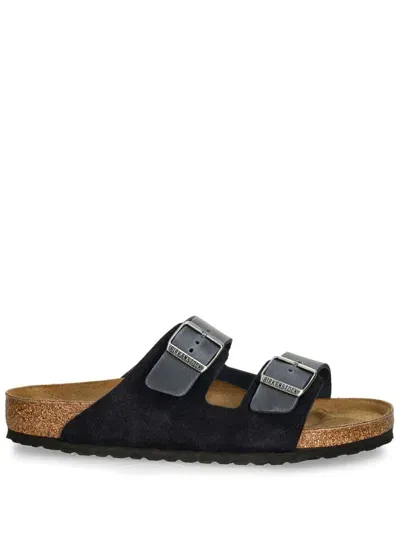 Birkenstock Arizona Leather Slides In Grey