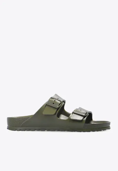 Birkenstock Arizona Logo-detailed Slides In Green